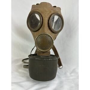 Vintage Military Gas Mask w Filter Canister Cold War Soviet Style